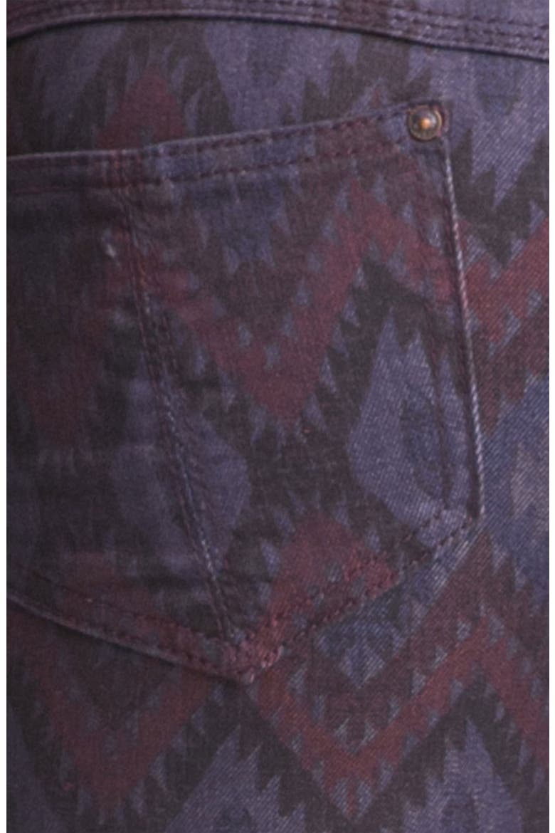 Ikat Print Skinny Jeans, Alternate, color, DEEP PLUM COMBO
