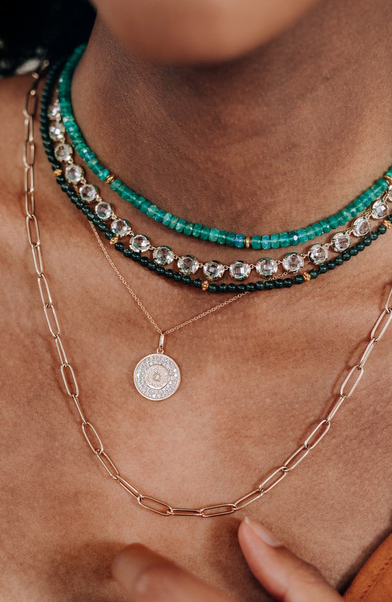 Anzie Classique Mini Milly Diamond Medallion Necklace, Alternate, color, Yellow Gold