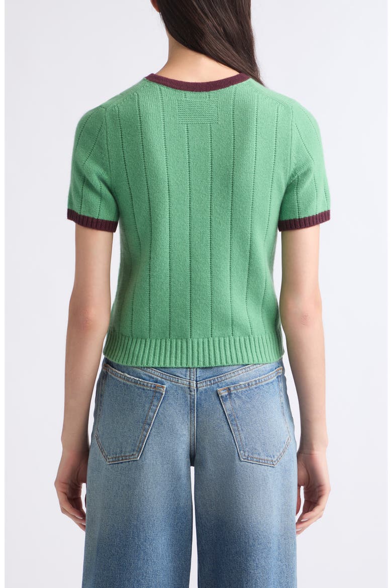 Ribbed Cashmere Ringer Tee, Alternate, color, HIGHLAND/ FIG
