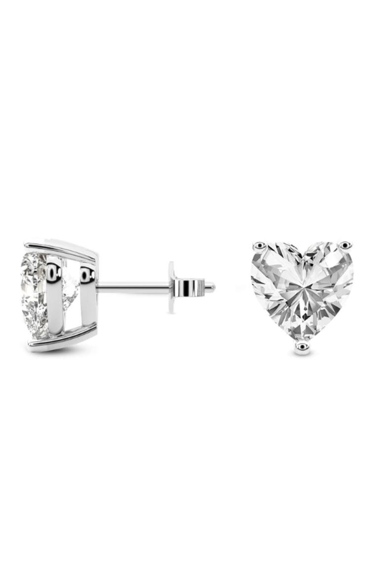1Ct Heart Shape Diamond Studs Lab Grown 14k Gold, Alternate, color, 14k White Gold