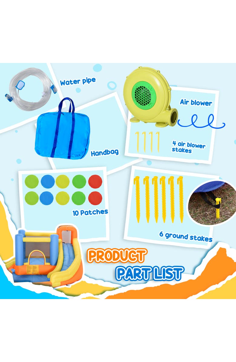 Outsunny 5-in-1 Kids Inflatable Water Slide Bounce House Water Park Jumping Castle, Alternate, color, Multi Color