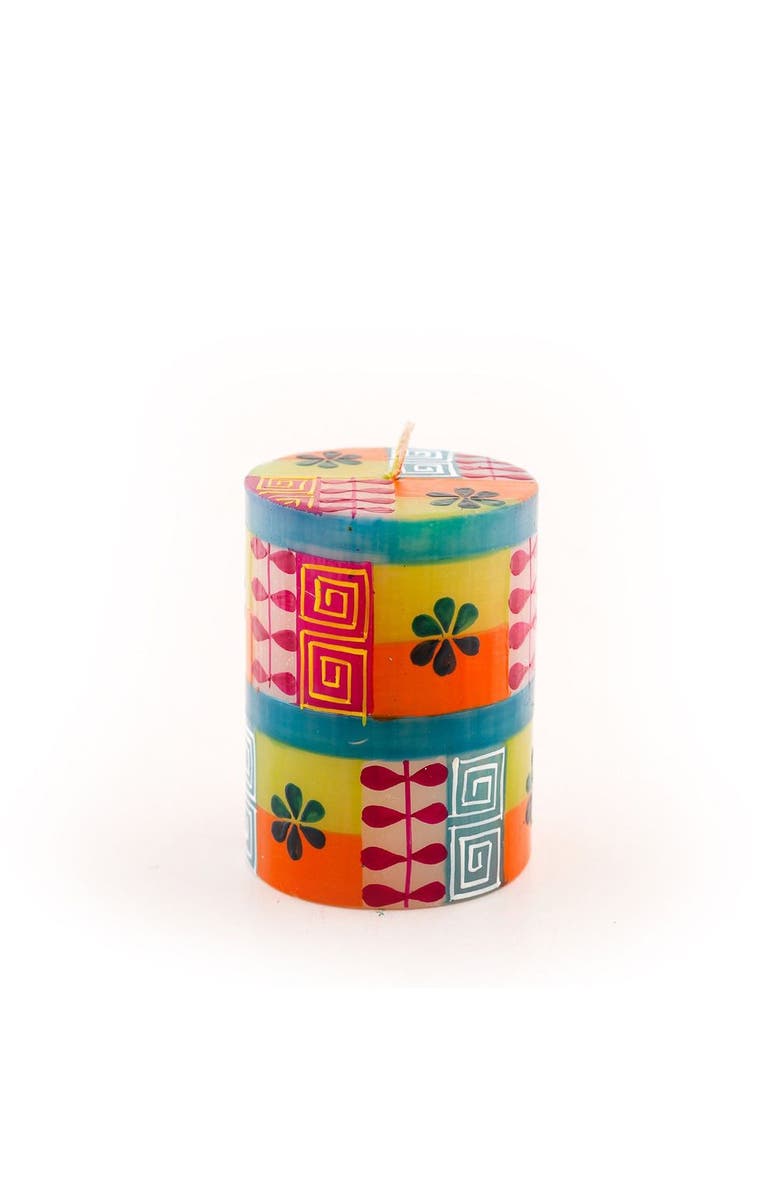 Thumbprint Artifacts Summer Painted Pillar Candle, Main, color, Summer - 3X4"
