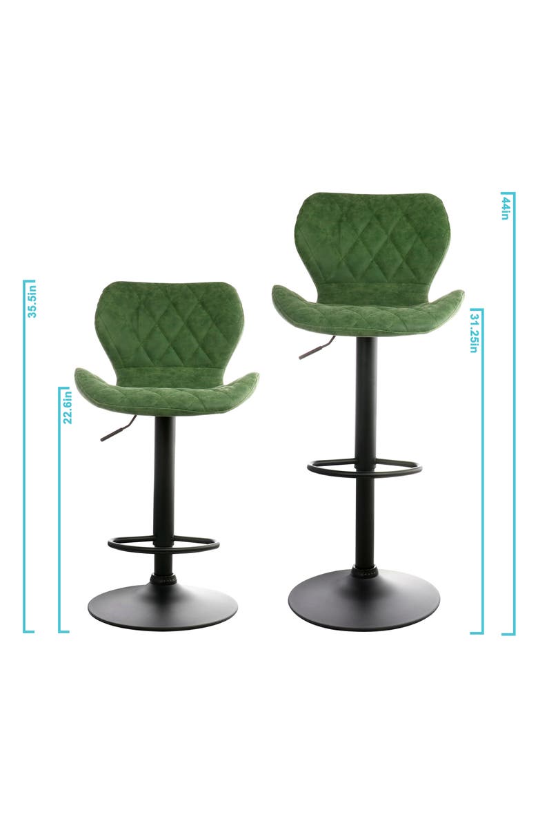 Elama Vintage Faux Leather Adjustable Bar Stool, Alternate, color, Green