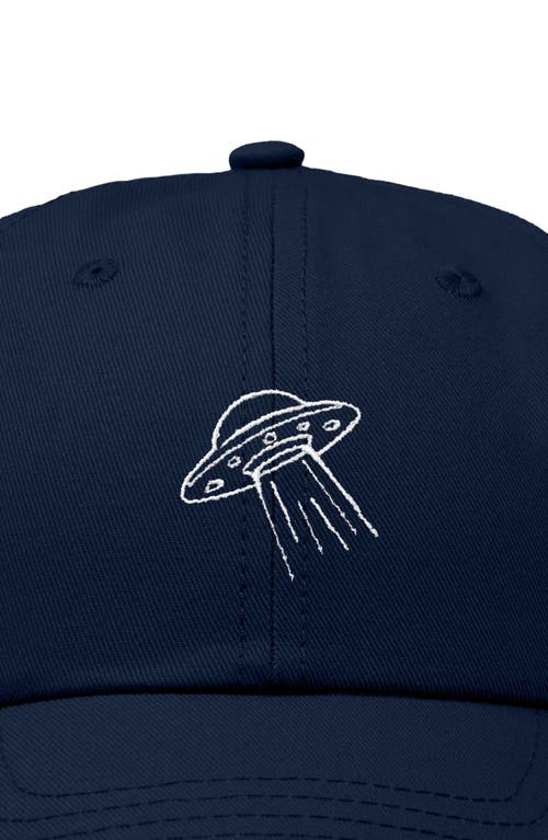 Dalix Ufo Embroidered Adjustable Dad Cap In Navy Blue