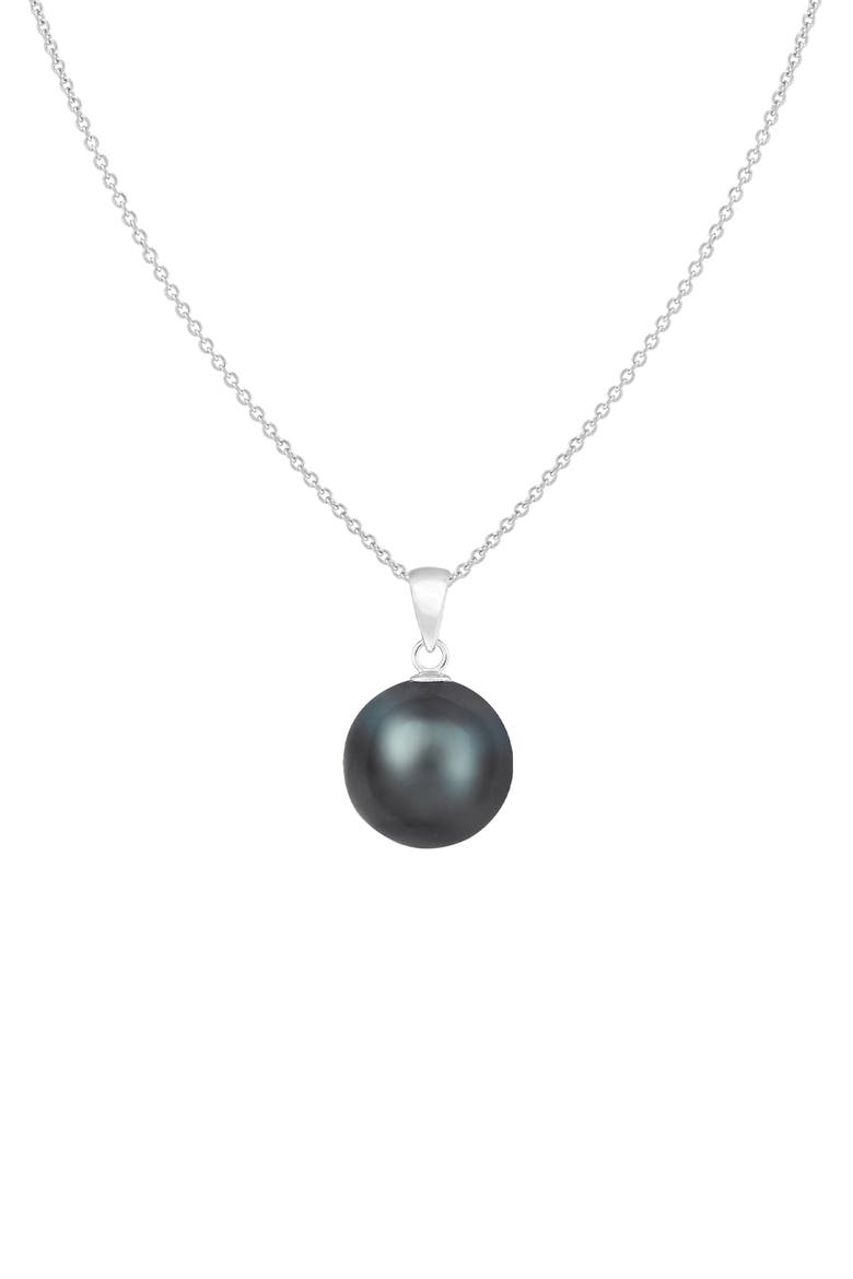 Tahitian Pearl Pendant Necklace, Main, color, BLACK