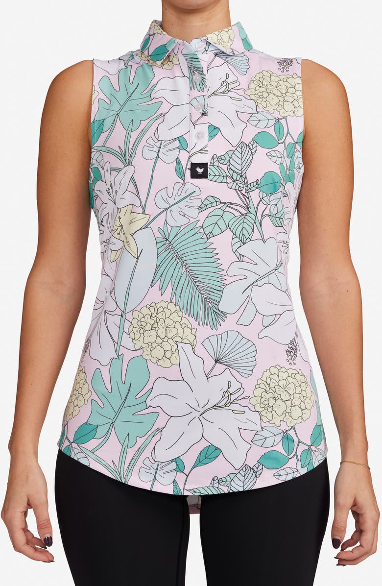 Bad Birdie The Gardens Sleeveless Performance Golf Polo, Main, color, 