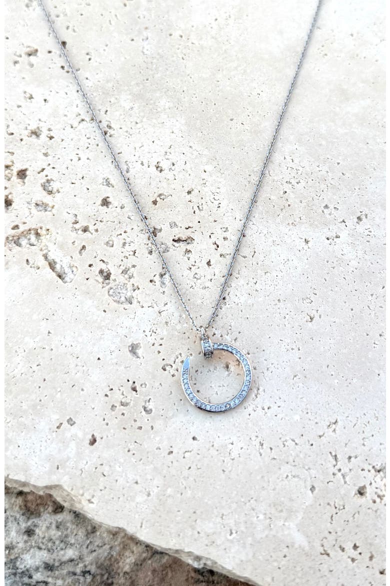 Cubic Zirconia Nail Pendant Necklace, Alternate, color, SILVER