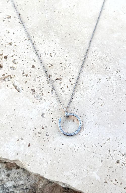Adornia Cubic Zirconia Nail Pendant Necklace In Silver