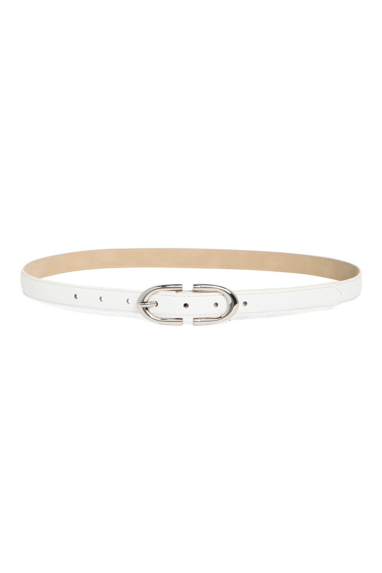Stitch Edge Skinny Belt, Main, color, WHITE SILVER