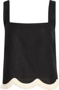 WAYF Encore Fringe Trim Linen Blend Top