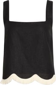 WAYF Encore Fringe Trim Linen Blend Top