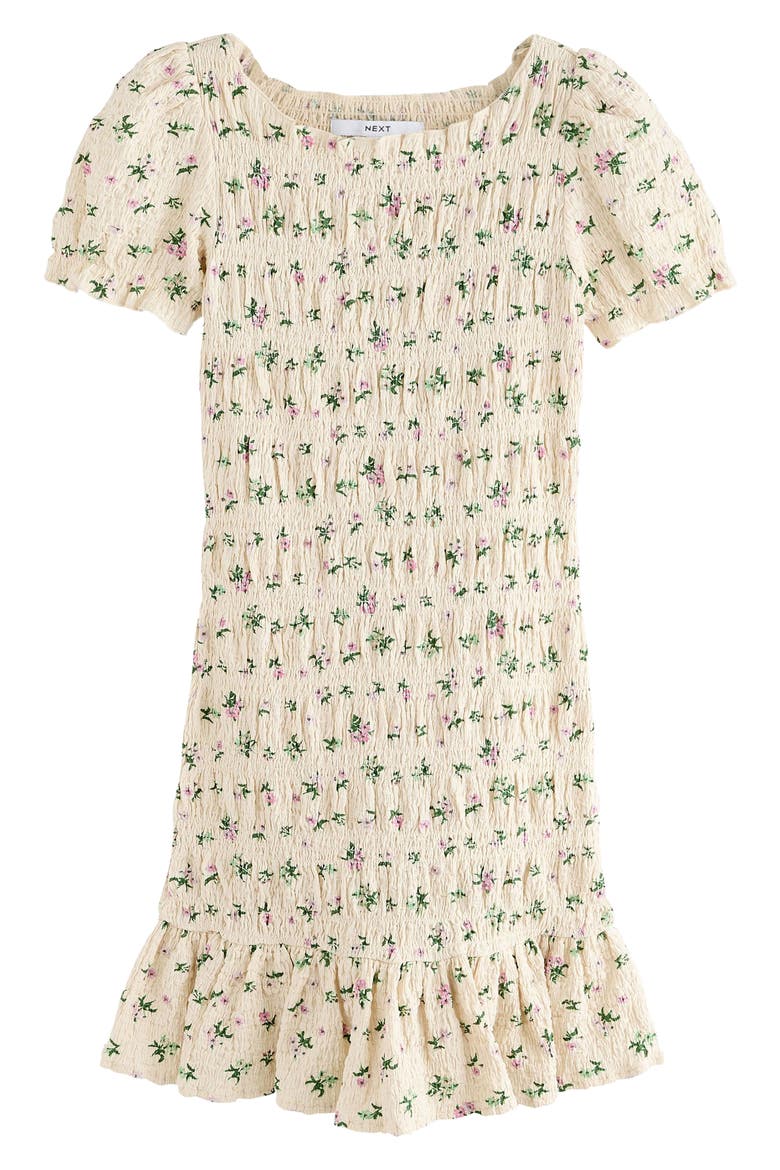 Ditsy Print Shirred Puff Sleeve Minidress, Alternate, color, IVORY FLORAL