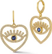 SPHERA MILANO Cubic Zirconia Evil Eye Heart Drop Earrings