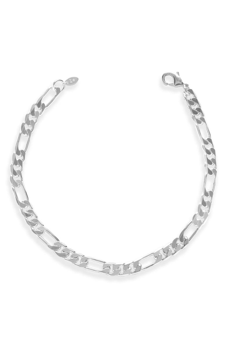 Argento Vivo Sterling Silver Men's Figaro Chain Necklace & Bracelet Set, Alternate, color, Silver