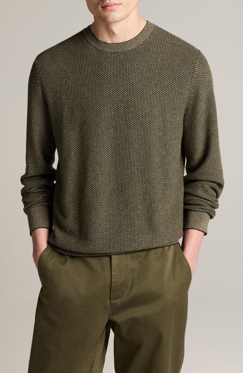 Geometric Jacquard Wool & Cotton Blend Crewneck Sweater