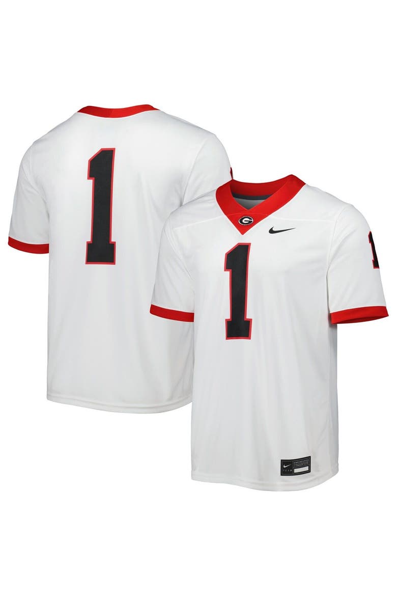 Men's Nike White Georgia Bulldogs #1 Away Game Jersey, Alternate, color, White