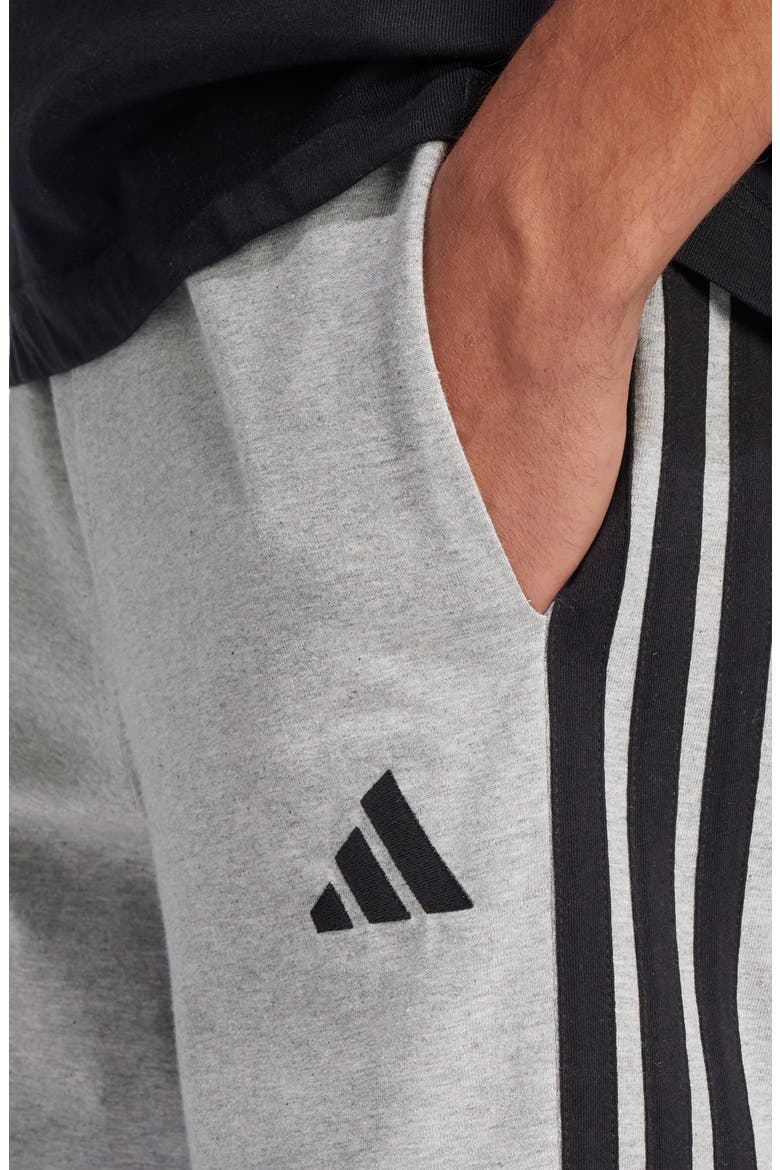 Essentials 3-Stripes Jersey Shorts, Alternate, color, MEDIUM GREY HEATHER/ BLACK