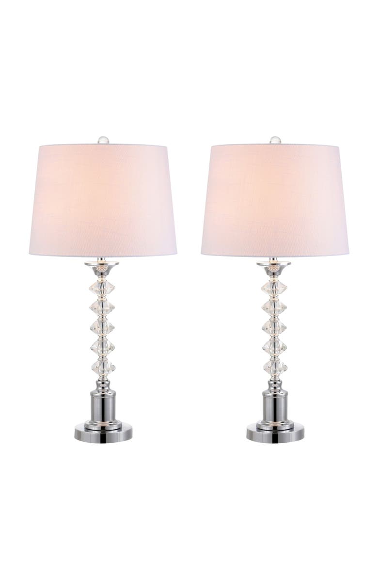 JONATHAN Y Kinsley 28" Crystal LED Table Lamp, Clear/Chrome, Main, color, Clear/Chrome