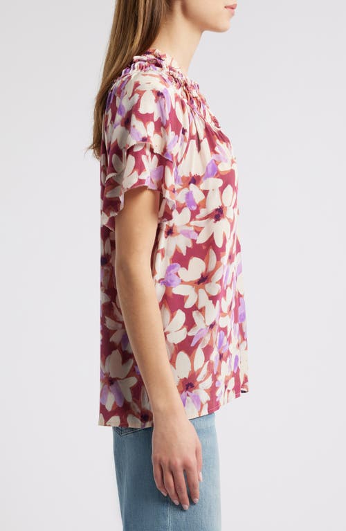 Rails Kamila Printed Split Neck Top In Amaranth