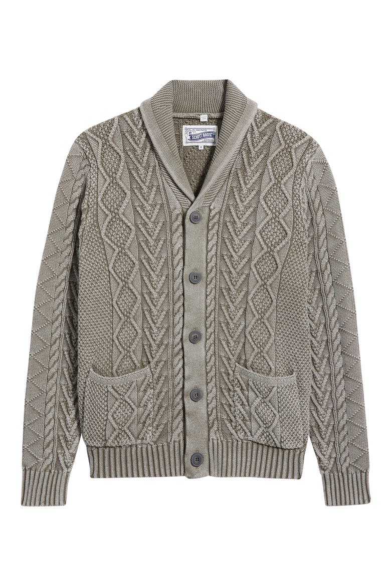 Shawl Collar Cable Knit Cardigan, Alternate, color, OLIVE