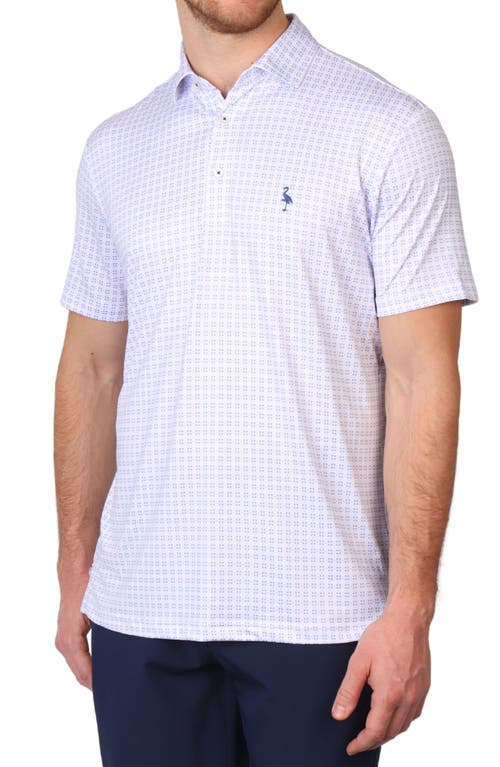 Tailorbyrd Square Print Performance Polo In Dove White