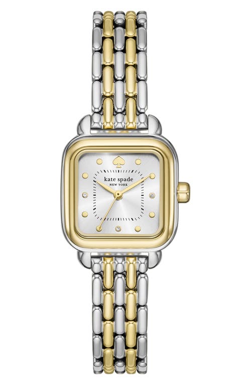 Kate Spade Women's Gracie Square Three-hand Two-tone Stainless Steel Watch, 25mm In Two Tone