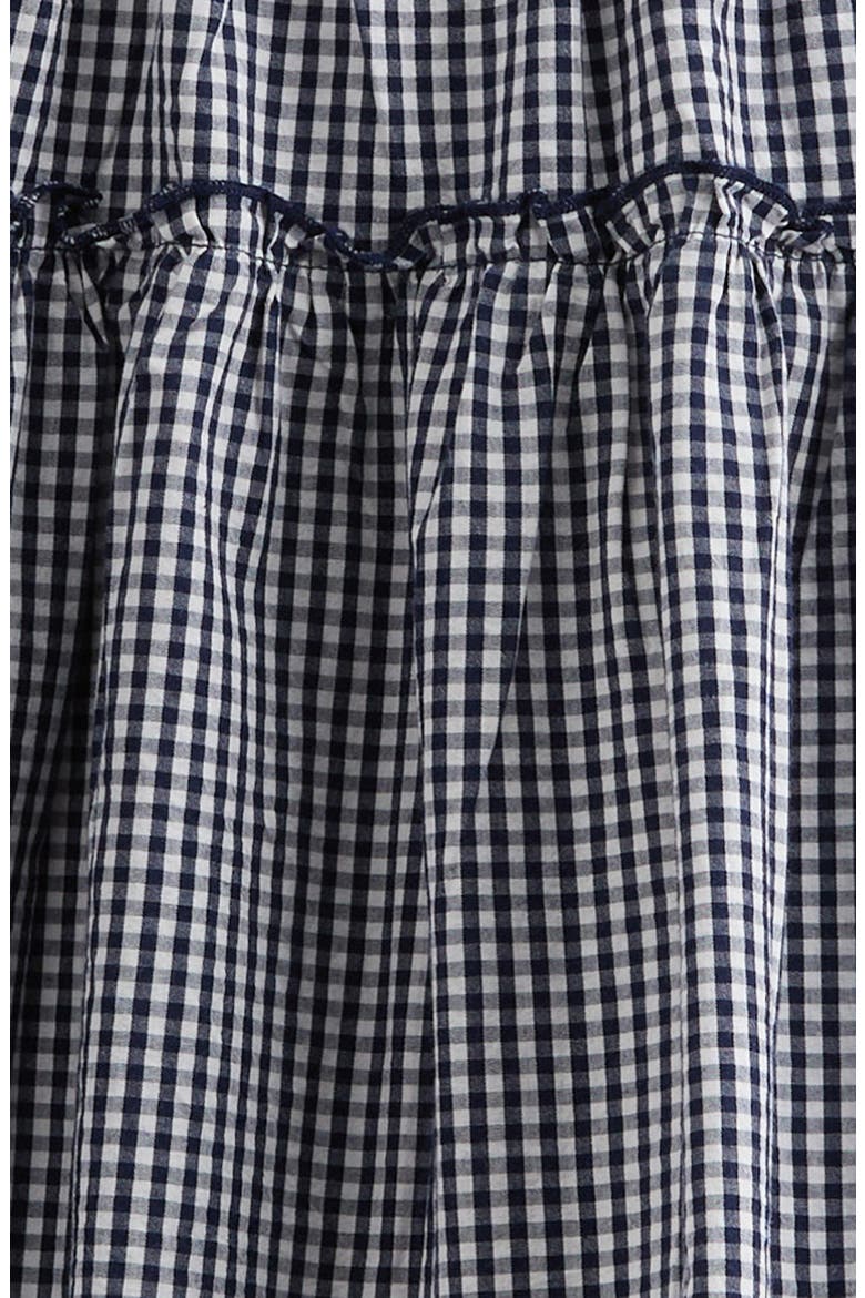 Kids' Gingham Faux Wrap Cotton Skirt, Alternate, color, NAVY MEDIEVAL MINI GINGHAM