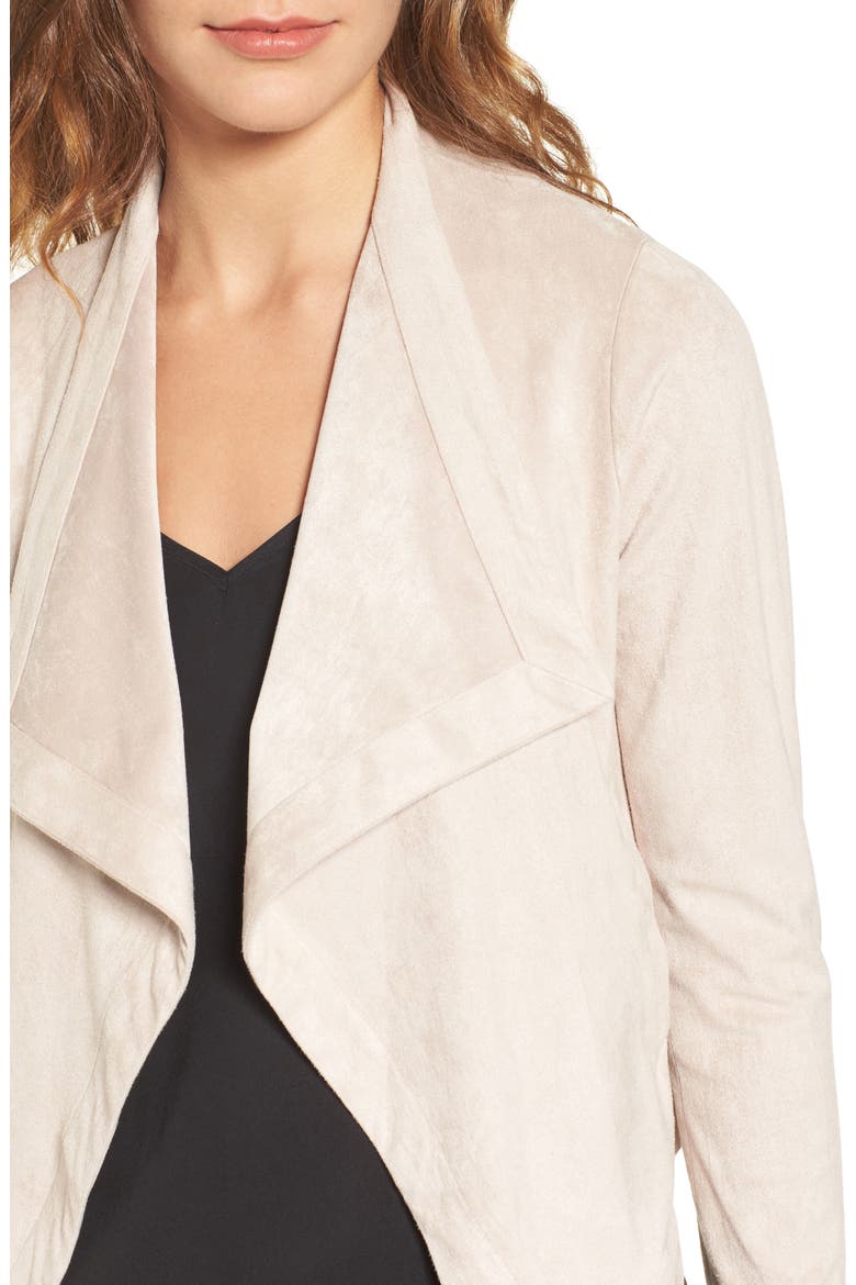 BB Dakota Nanette Faux Suede Drape Front Jacket, Alternate, color, PARCHMENT