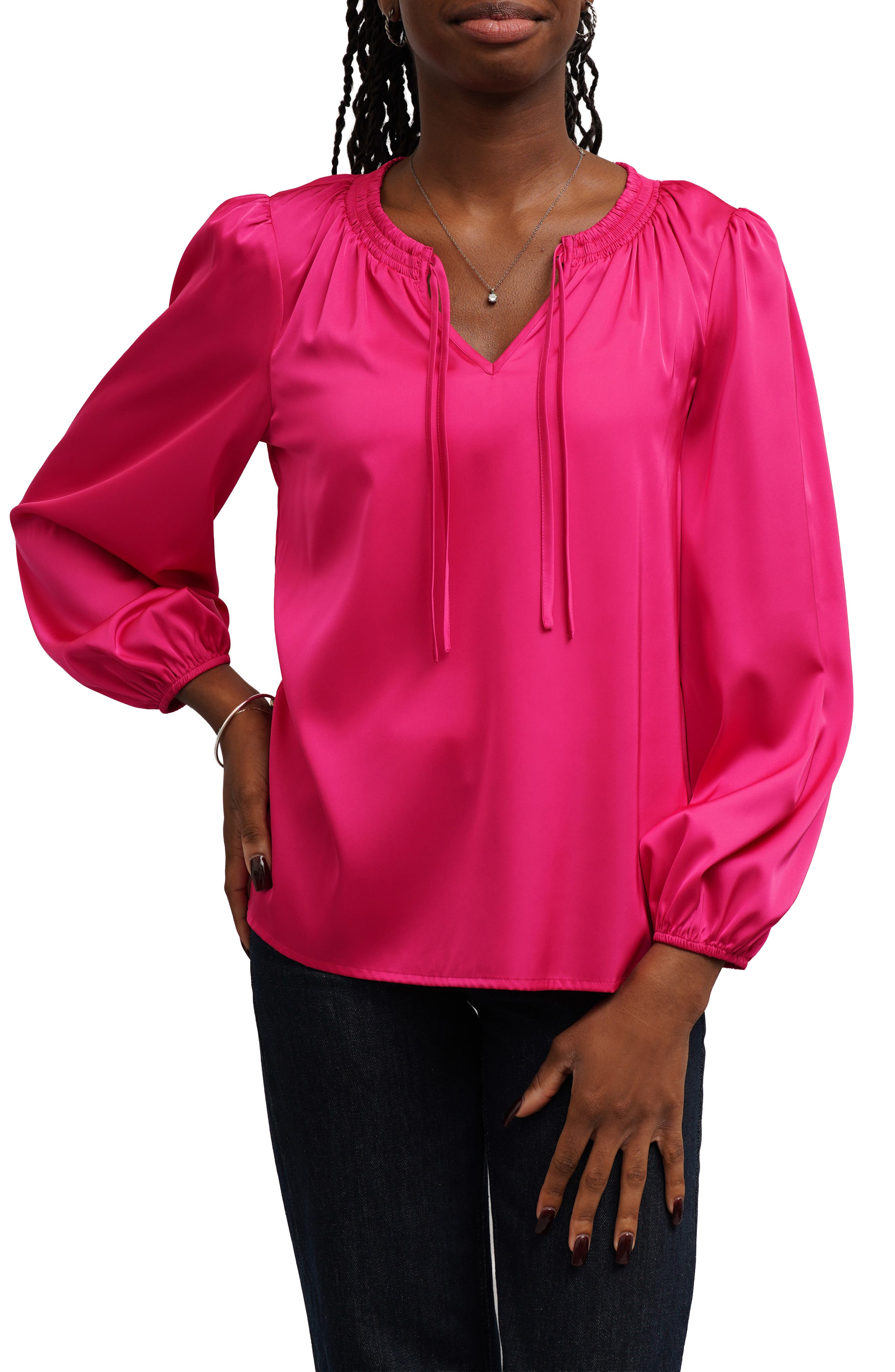 Solid Tie Blouse