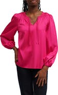 SUNNY LEIGH Solid Tie Blouse