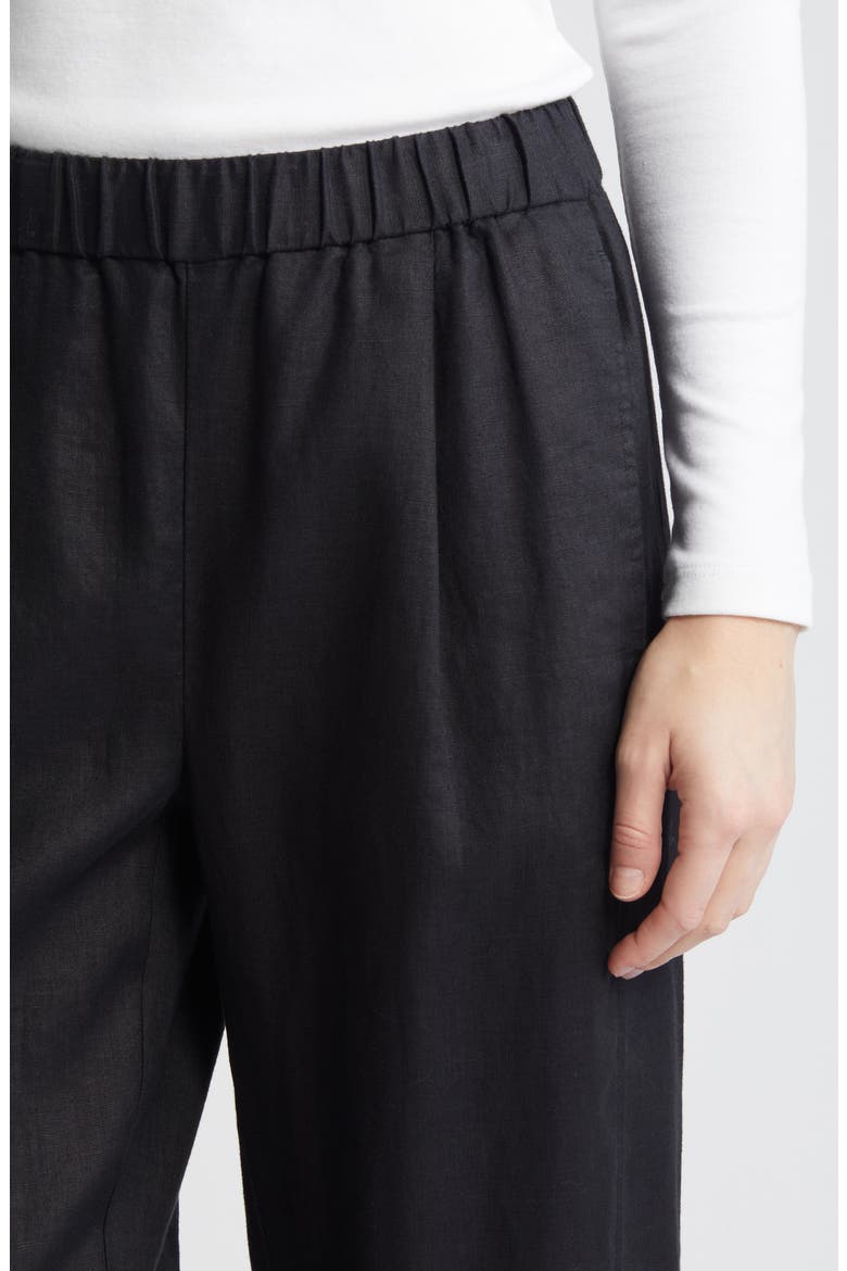 Pleated Organic Linen Lantern Pants, Alternate, color, BLACK