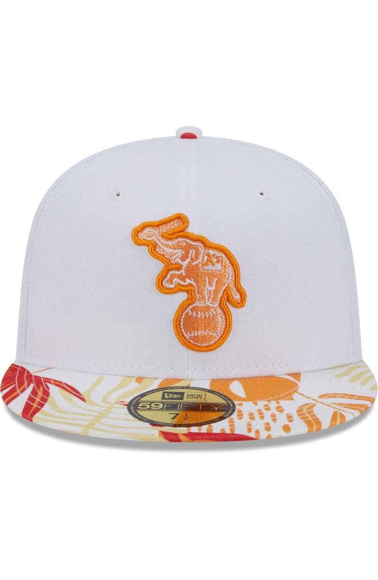 New Era Men's New Era White/Orange Oakland Athletics Flamingo 59FIFTY Fitted Hat, Alternate, color,
