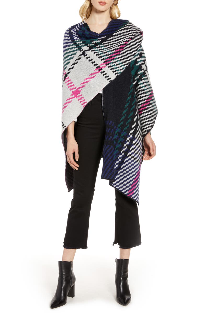 Halogen<sup>®</sup> Plaid Cashmere Ruana, Alternate, color,