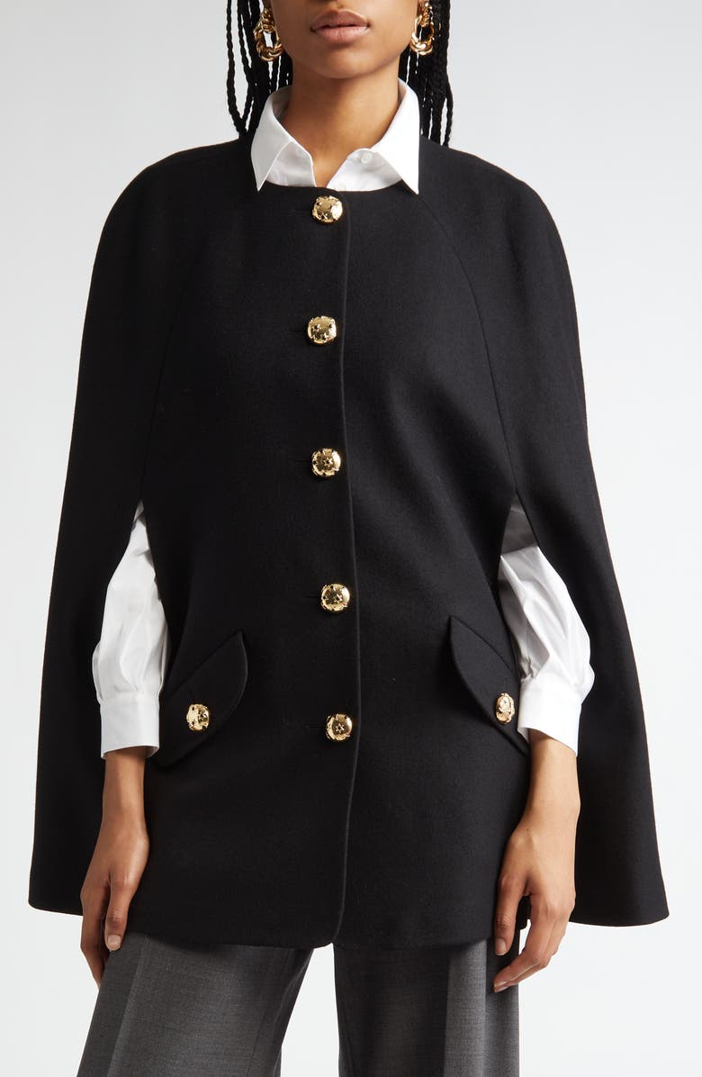 Carolina Herrera Virgin Wool & Cashmere Cape Coat, Main, color,