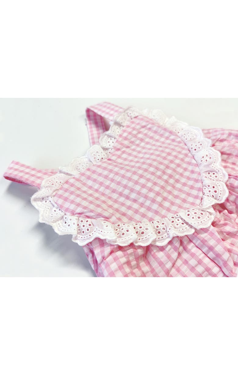 Pippa & Julie Seersucker Heart Romper, Alternate, color, Pink/ White