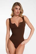 Popilush Shapewear Seamless Modal Henley Tank Bodysuit