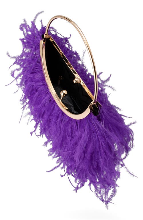 Olga Berg Penny Feathered Frame Bag In Purple