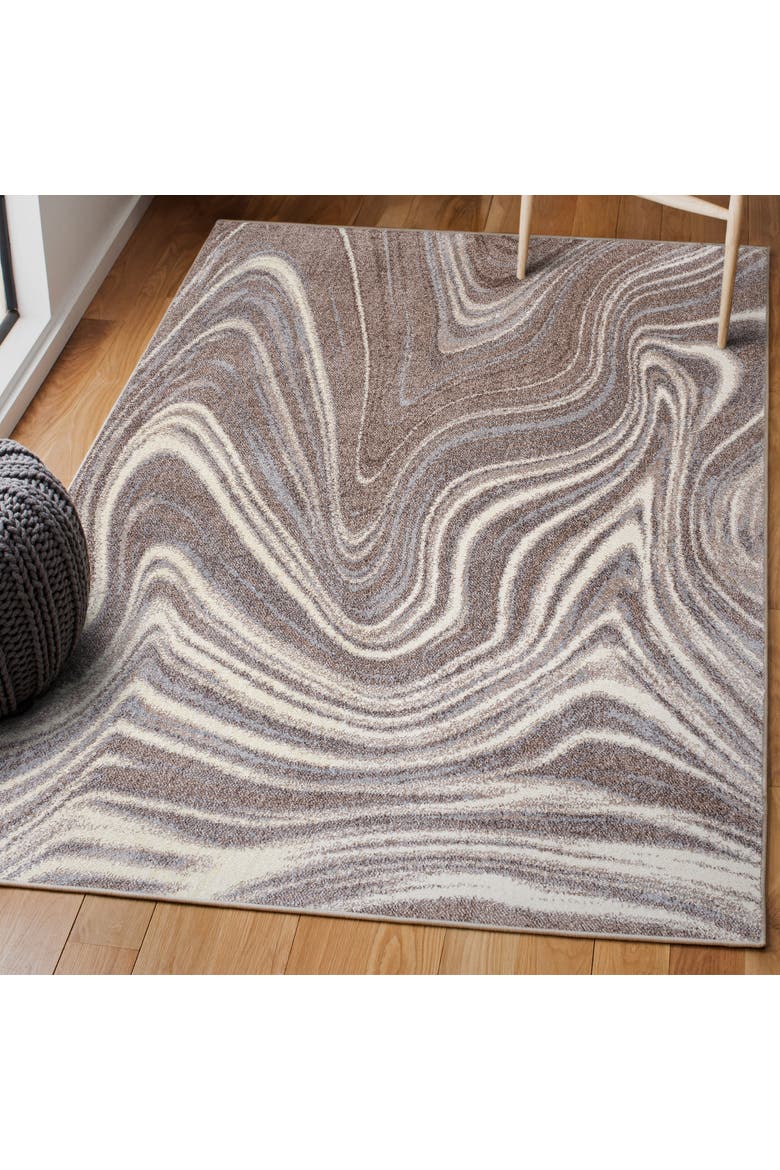 Eleni Contemporary Glam Abstract Marble Area Rug, Alternate, color, Cream