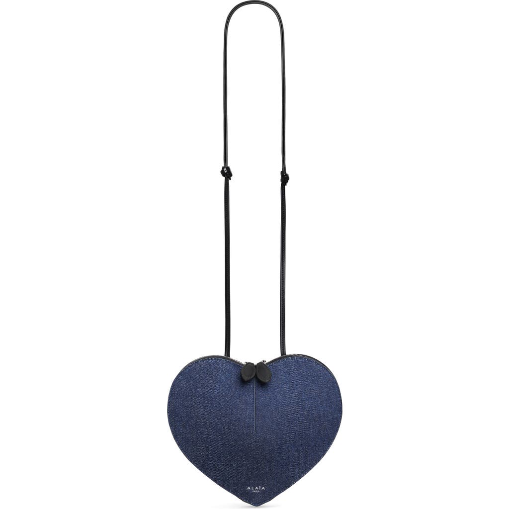 Alaïa Le Coeur Heart Denim Crossbody Bag In Bleu Denim