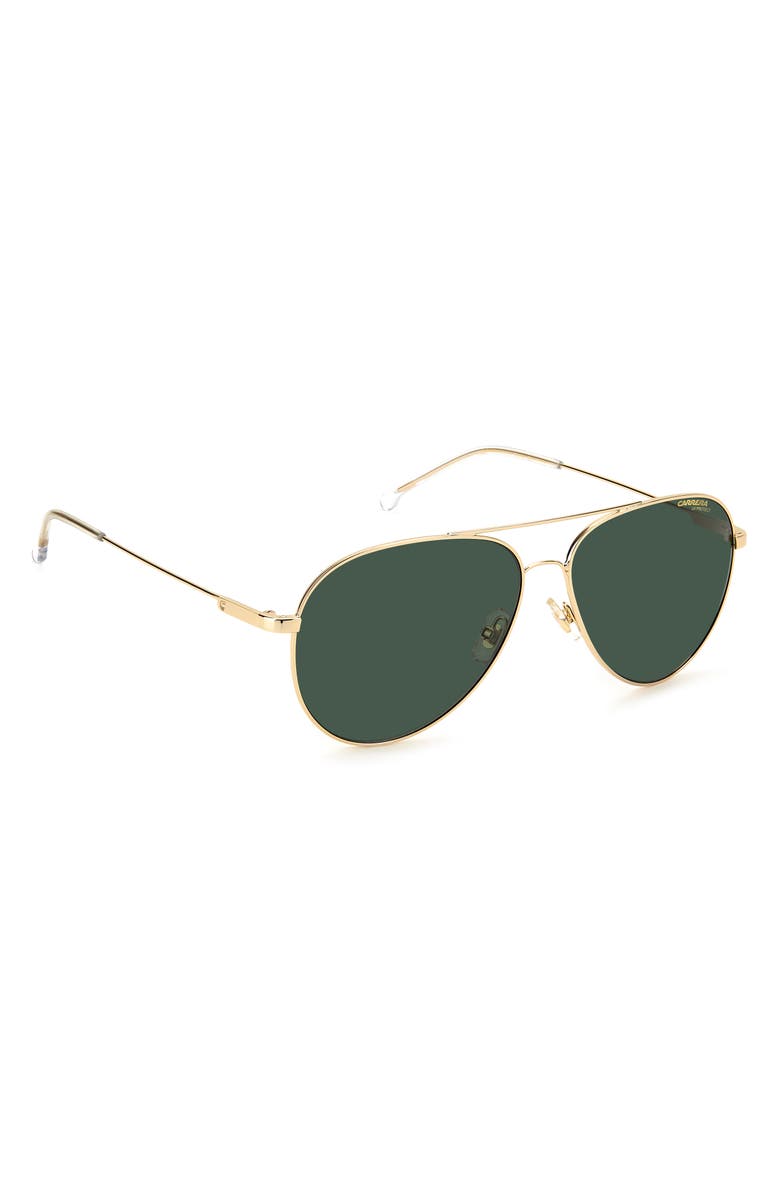 Carrera Eyewear 58mm Aviator Sunglasses, Alternate, color, Gold / Green