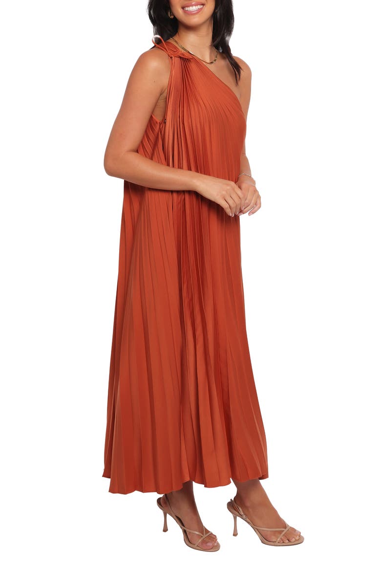 Selena One-Shoulder Midi Dress, Alternate, color, RUSSET BRONZE