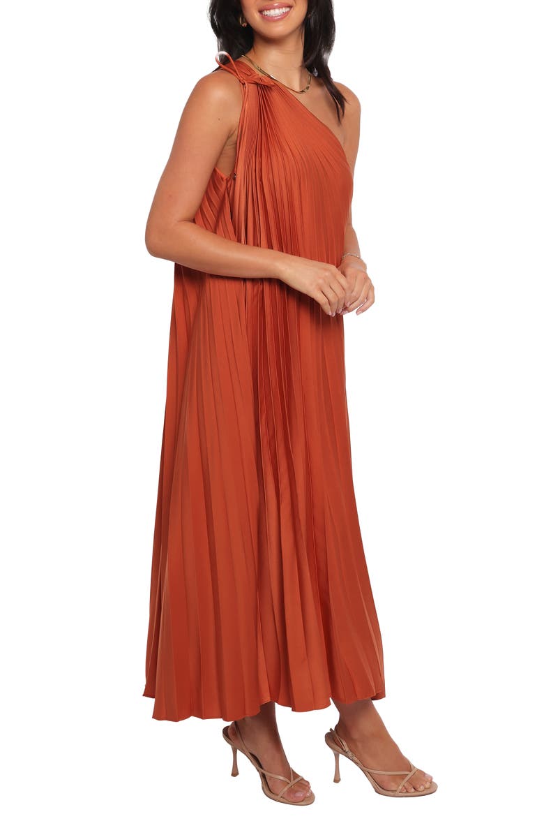 Petal & Pup Selena One-Shoulder Midi Dress, Alternate, color, Russet Bronze