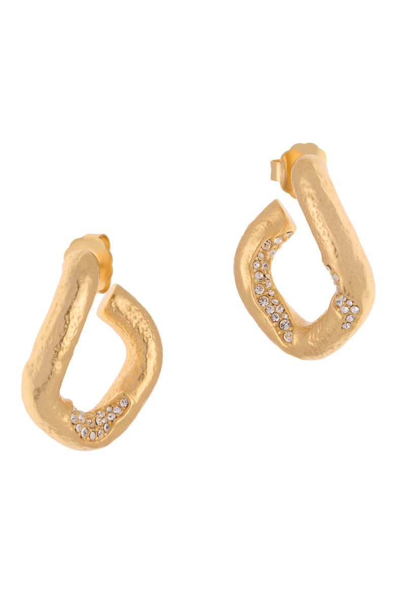 Fatima Crystal Frost Hoop Earrings, Main, color, GOLD TONE CLEAR CRYSTAL