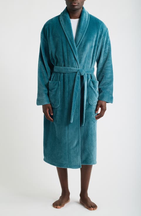Textured Plush Shawl Robe