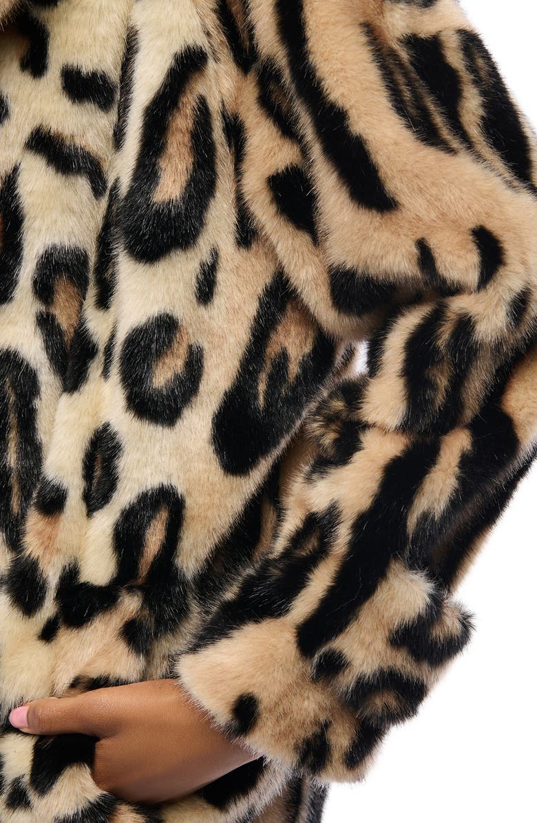 AZALEA WANG Leopard Faux Fur Coat, Alternate, color, 