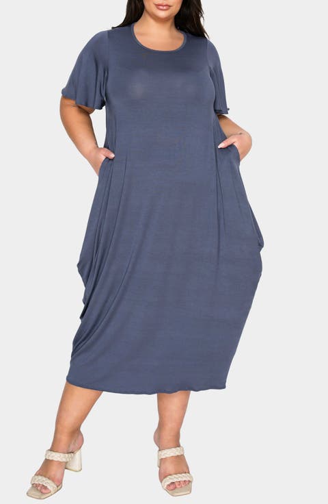 Liz Flutter Sleeve Midi Dress (Plus)