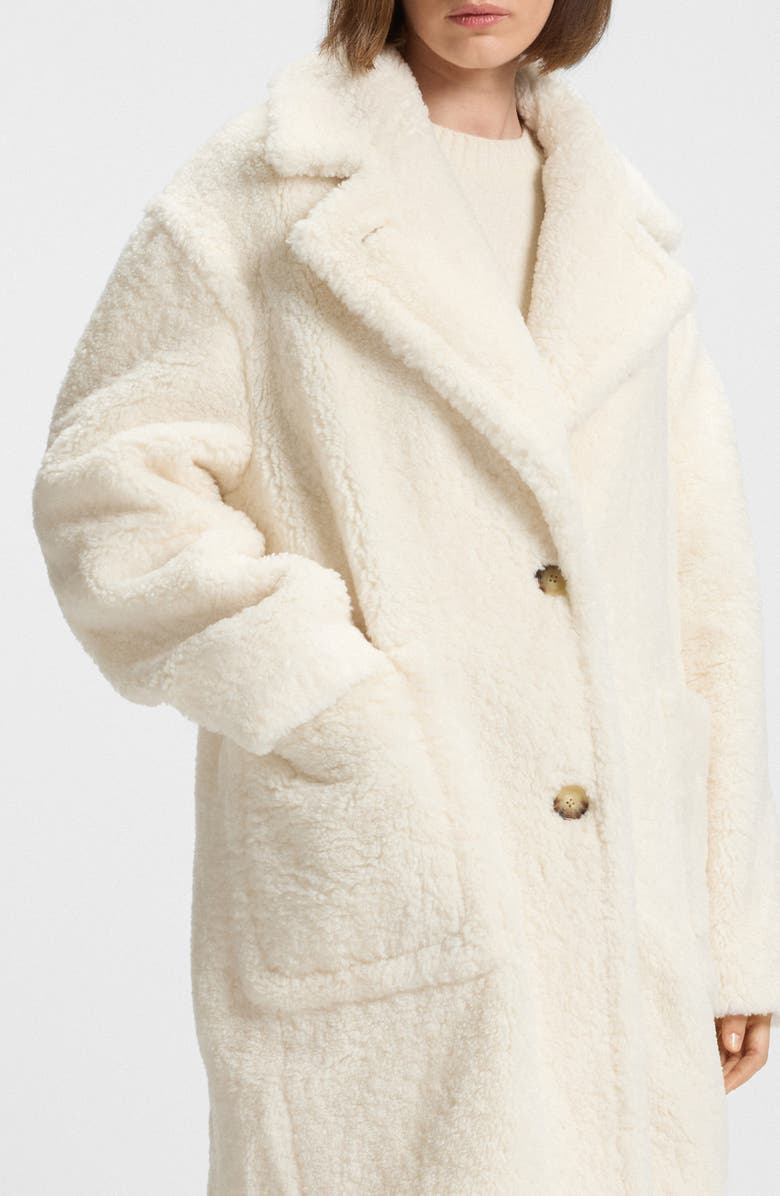 BOSS Orange Catedy Faux Shearling Coat, Alternate, color, Open White