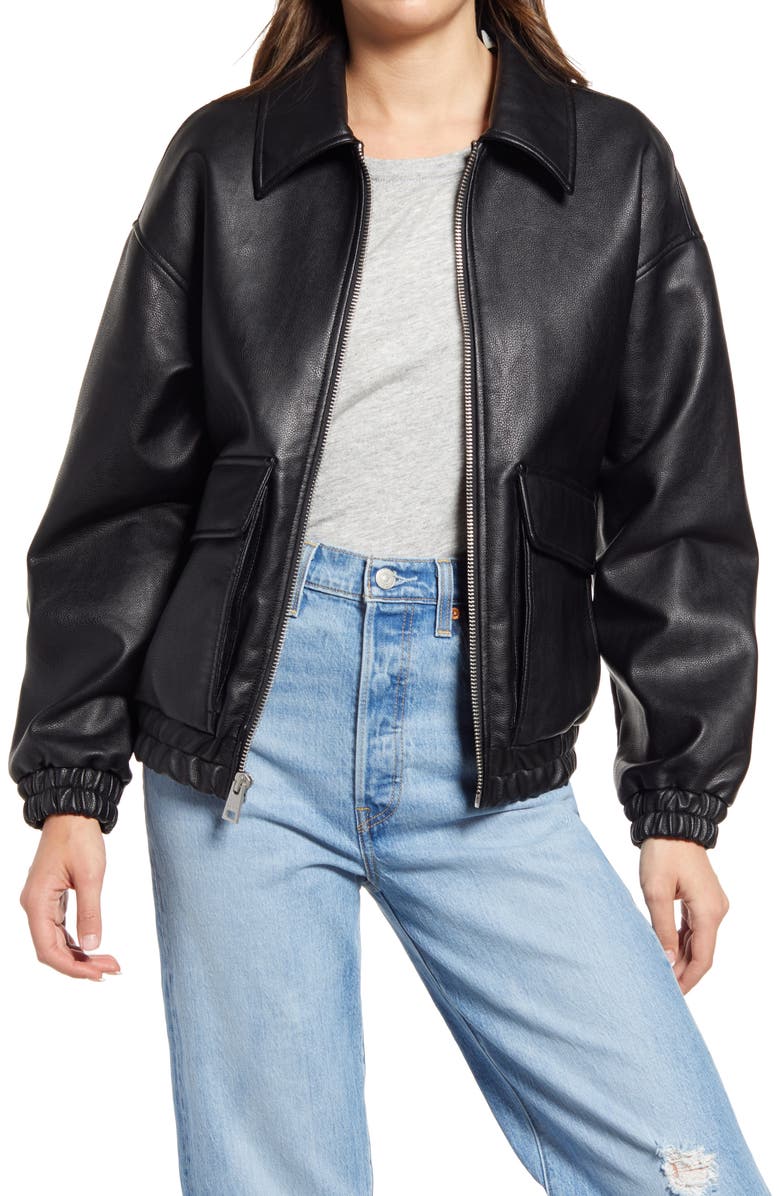 Levi's<sup>®</sup> Levis<sup>®</sup> Women's Faux Leather Dad Bomber Jacket, Main, color,