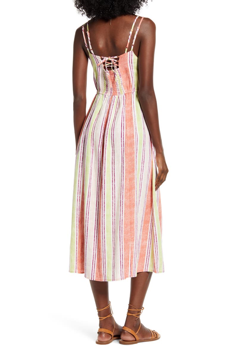 Band of Gypsies Wisteria Linen Blend Midi Dress, Alternate, color, 