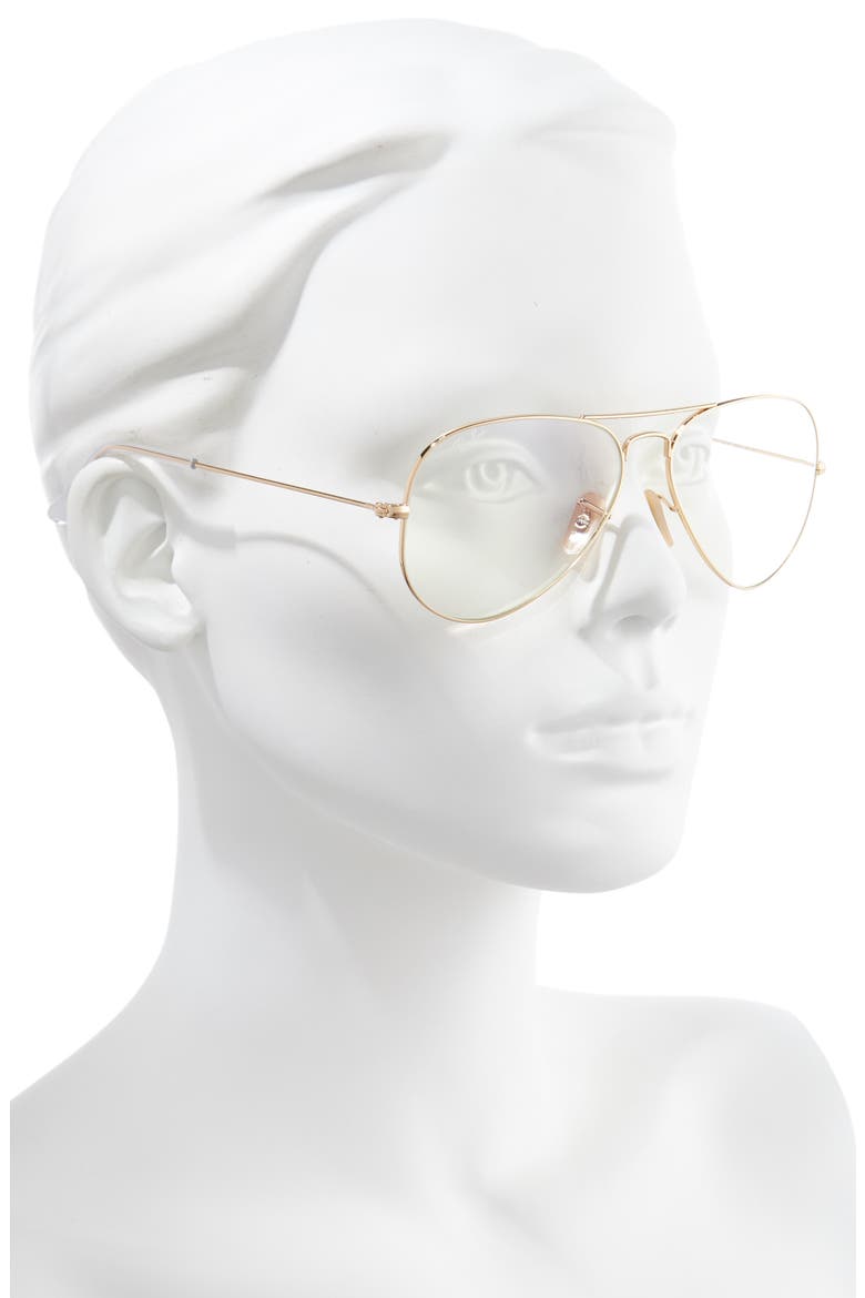 58mm Blue Light Blocking Metal Aviator Everglasses, Alternate, color, SHINY GOLD